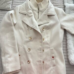 G by Guess Cream Double-Breasted Pea Coat